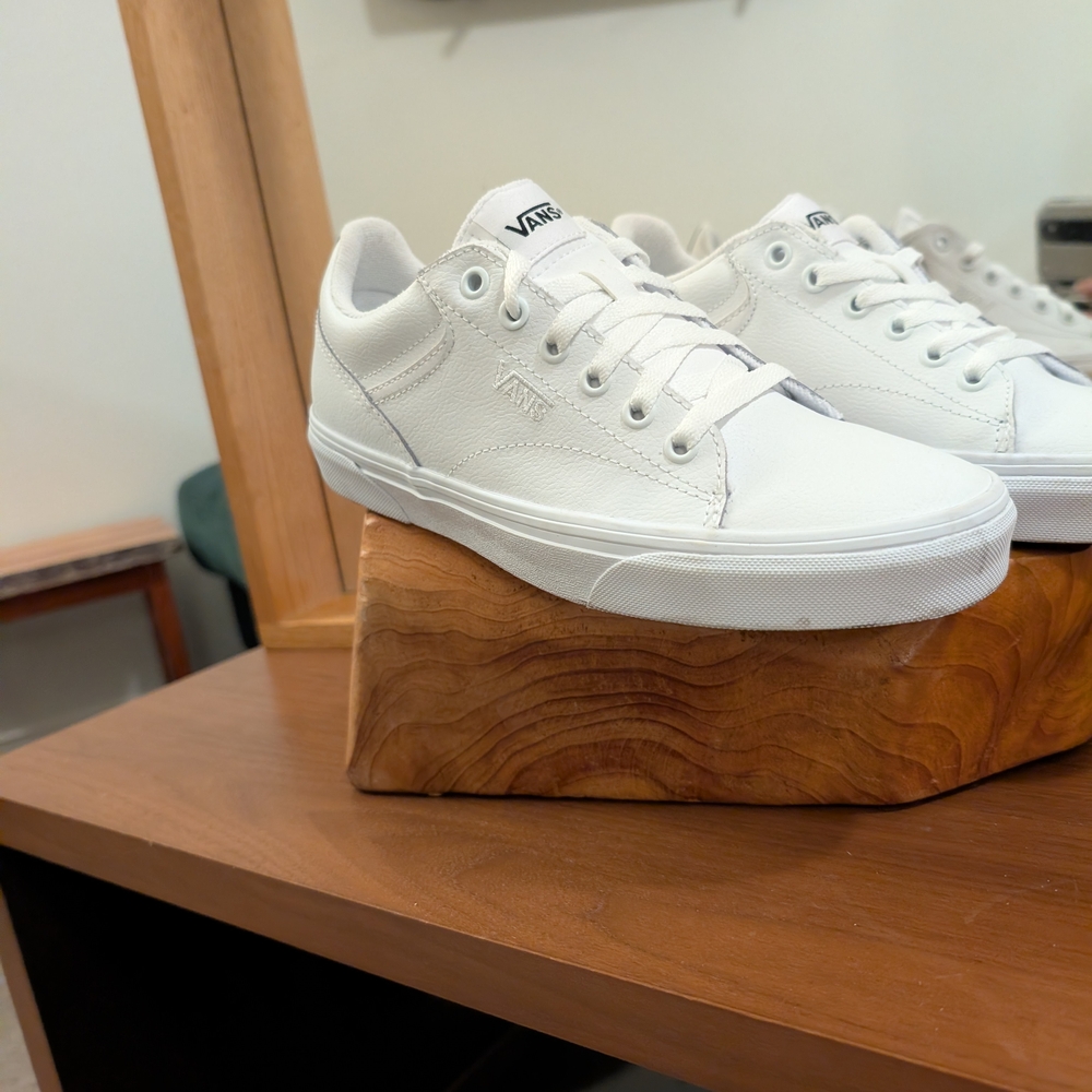Vans White Leather Low-Top Sneakers